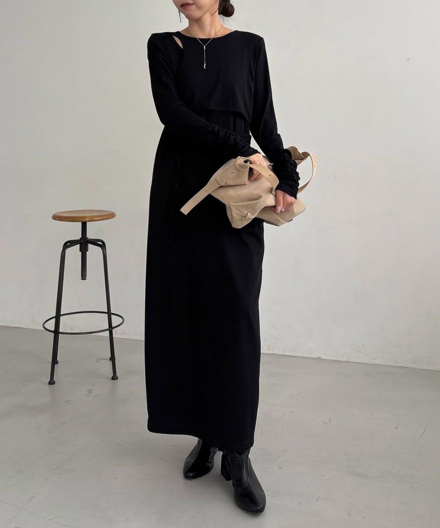 【CAPRICIEUX LE'MAGE】拼接不對稱連衣裙