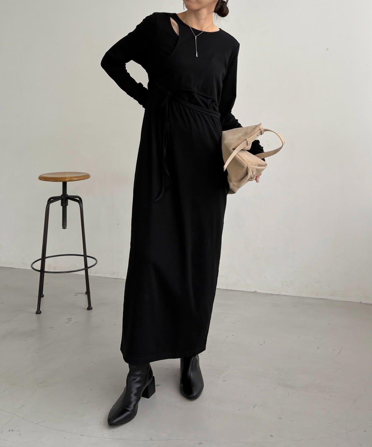 【CAPRICIEUX LE'MAGE】拼接不對稱連衣裙