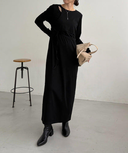 【CAPRICIEUX LE'MAGE】拼接不對稱連衣裙