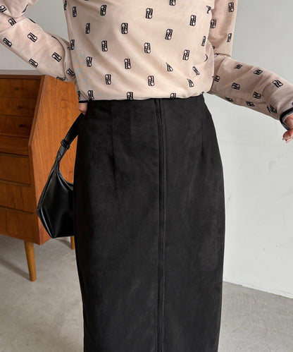 麂皮拉鍊半身裙