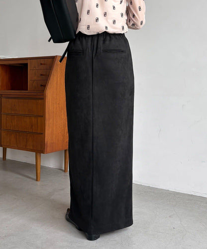 麂皮拉鍊半身裙