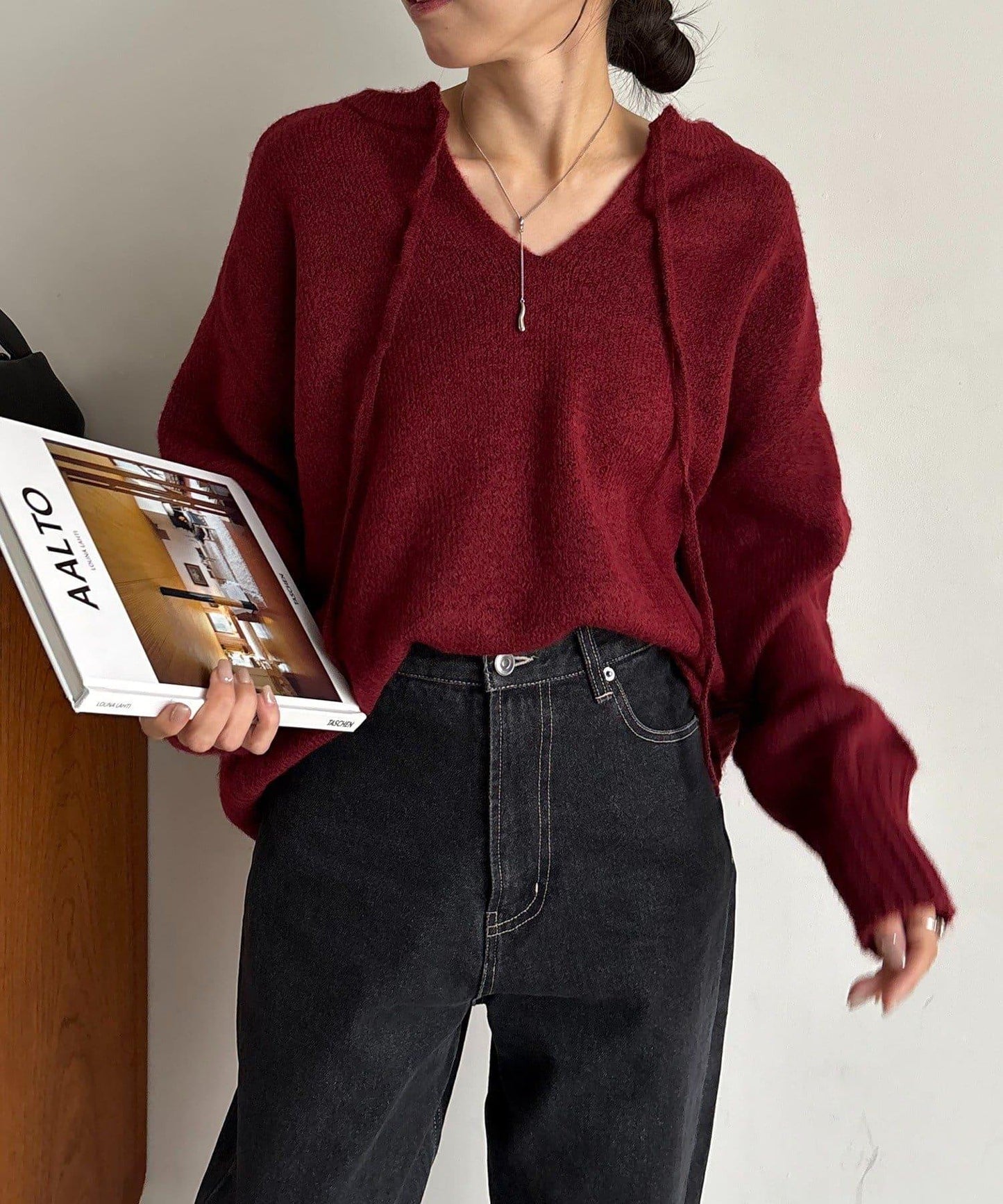 【前後兩穿】柔軟蓬鬆兩穿V領針織衫