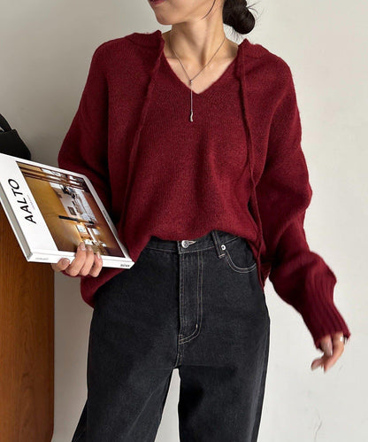 【前後兩穿】柔軟蓬鬆兩穿V領針織衫