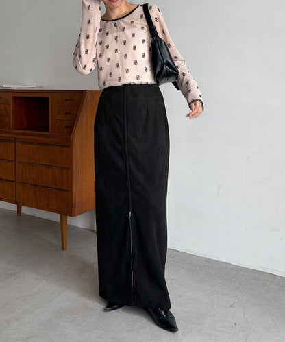 麂皮拉鍊半身裙