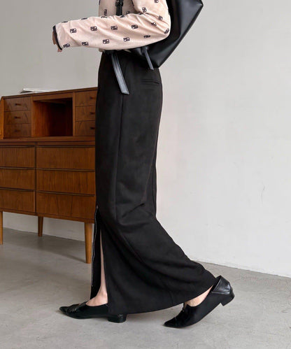 麂皮拉鍊半身裙