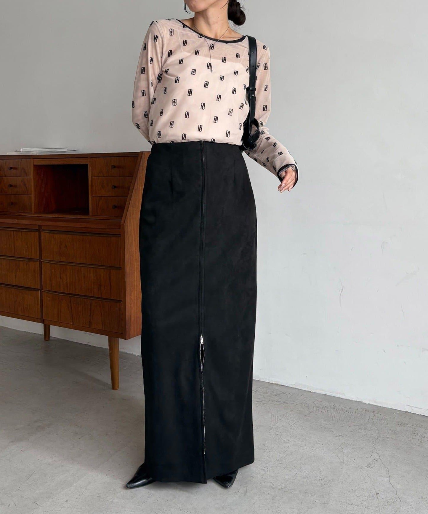 麂皮拉鍊半身裙