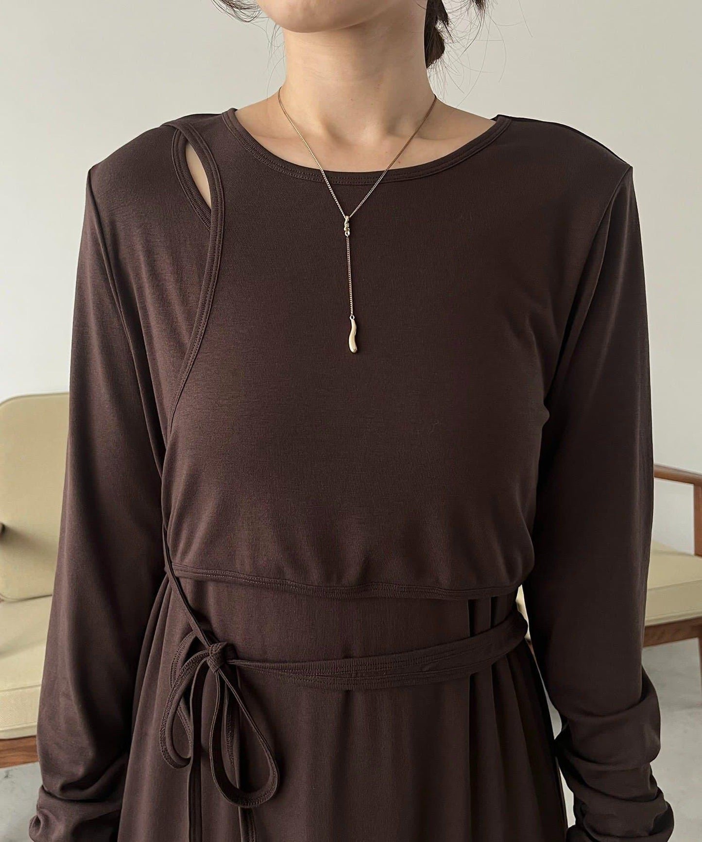 【CAPRICIEUX LE'MAGE】拼接不對稱連衣裙