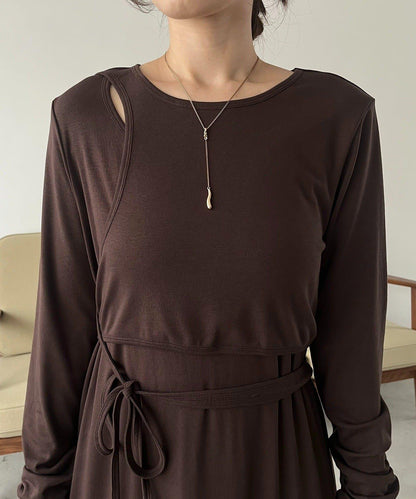 【CAPRICIEUX LE'MAGE】拼接不對稱連衣裙