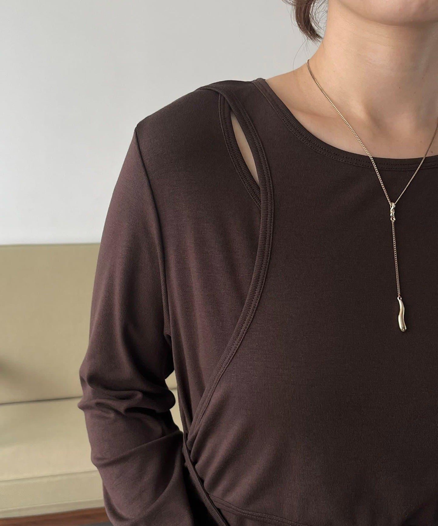 【CAPRICIEUX LE'MAGE】拼接不對稱連衣裙