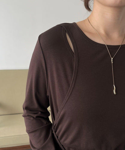 【CAPRICIEUX LE'MAGE】拼接不對稱連衣裙