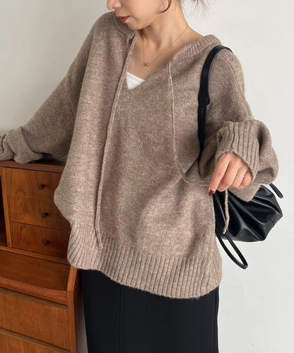 【前後兩穿】柔軟蓬鬆兩穿V領針織衫