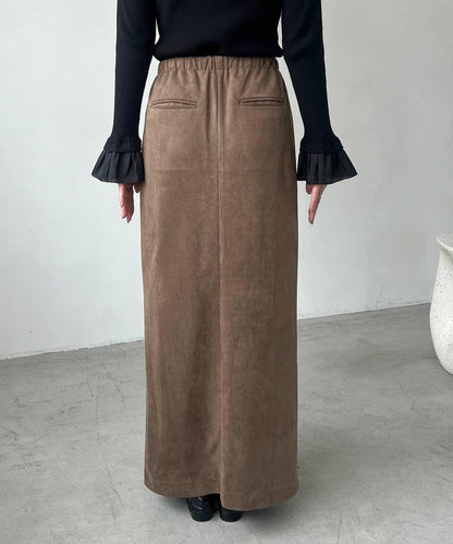 麂皮拉鍊半身裙