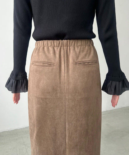 麂皮拉鍊半身裙