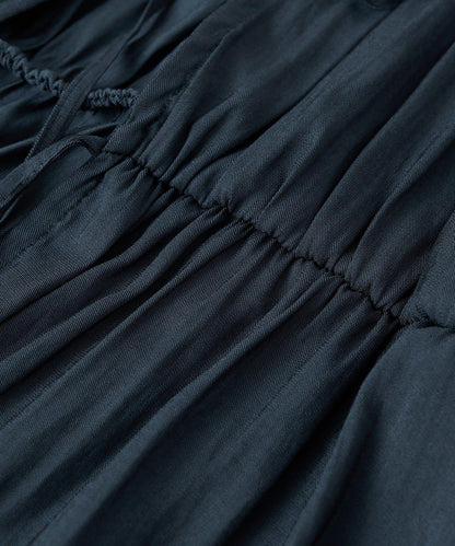 【2WAY款式】抽繩褶皺斜紋襯衫