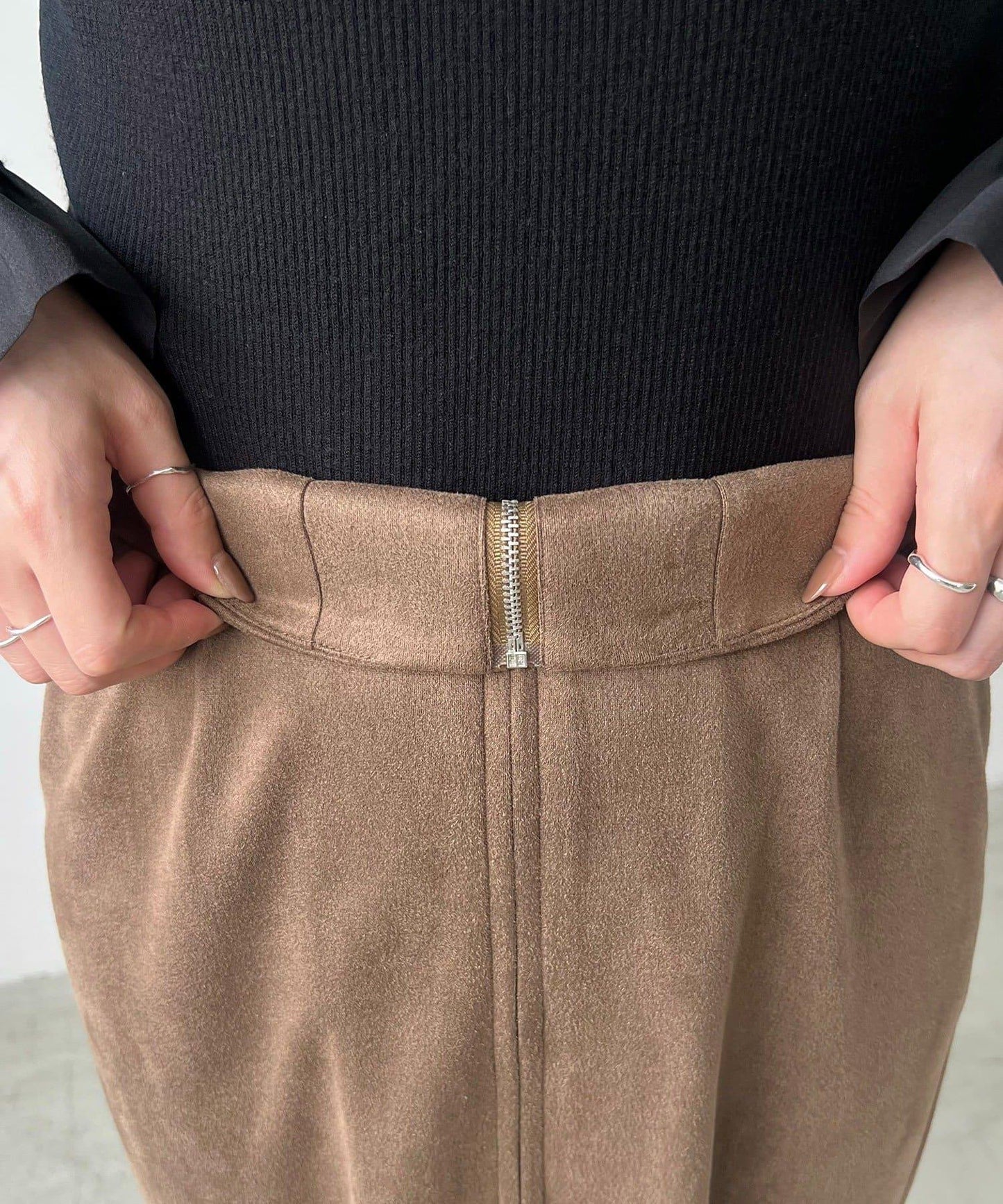 麂皮拉鍊半身裙