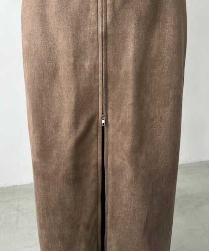 麂皮拉鍊半身裙