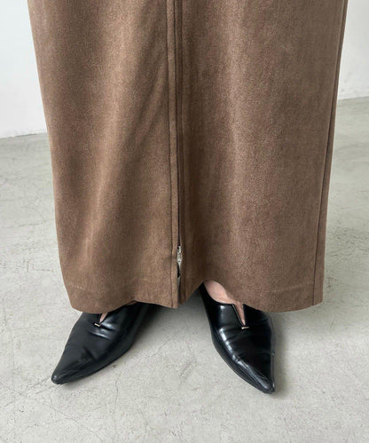 麂皮拉鍊半身裙