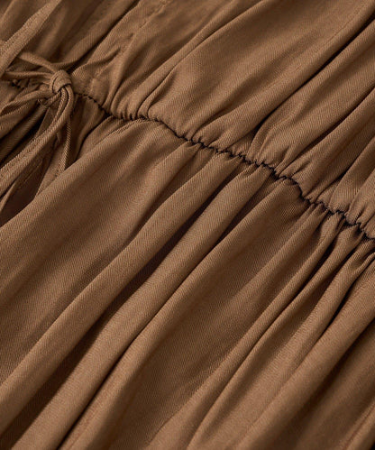 【2WAY款式】抽繩褶皺斜紋襯衫