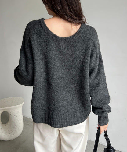 【前後兩穿】柔軟蓬鬆兩穿V領針織衫
