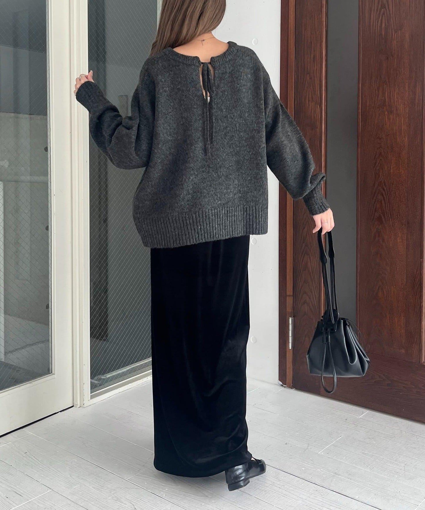 【前後兩穿】柔軟蓬鬆兩穿V領針織衫