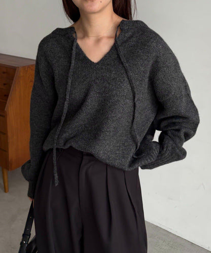 【前後兩穿】柔軟蓬鬆兩穿V領針織衫