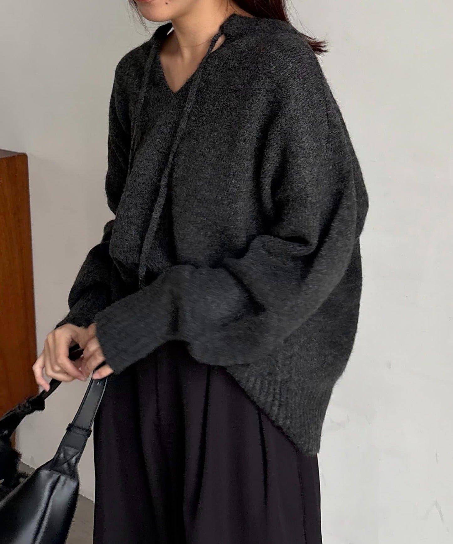 【前後兩穿】柔軟蓬鬆兩穿V領針織衫