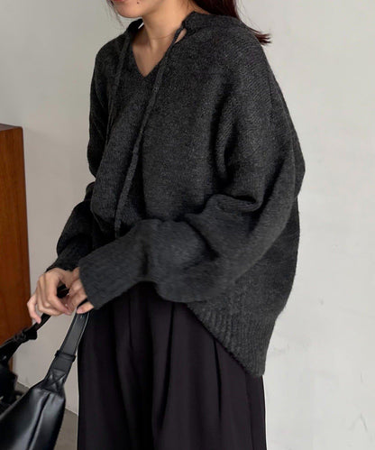 【前後兩穿】柔軟蓬鬆兩穿V領針織衫