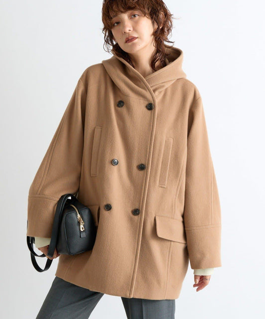 【臉部周圍華麗】海狸絨連帽大衣