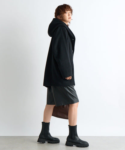 【臉部周圍華麗】海狸絨連帽大衣