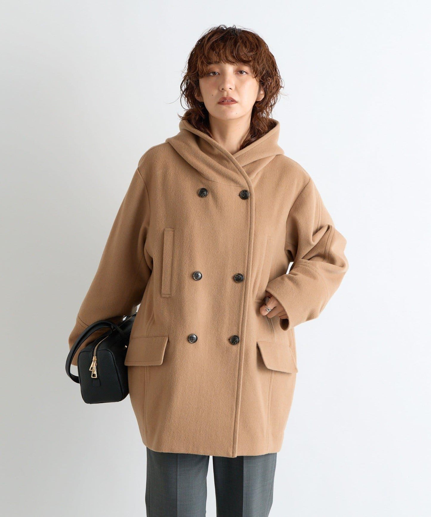 【臉部周圍華麗】海狸絨連帽大衣