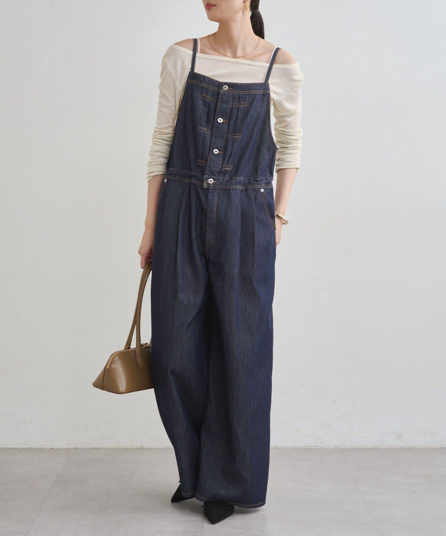 牛仔吊帶連體褲