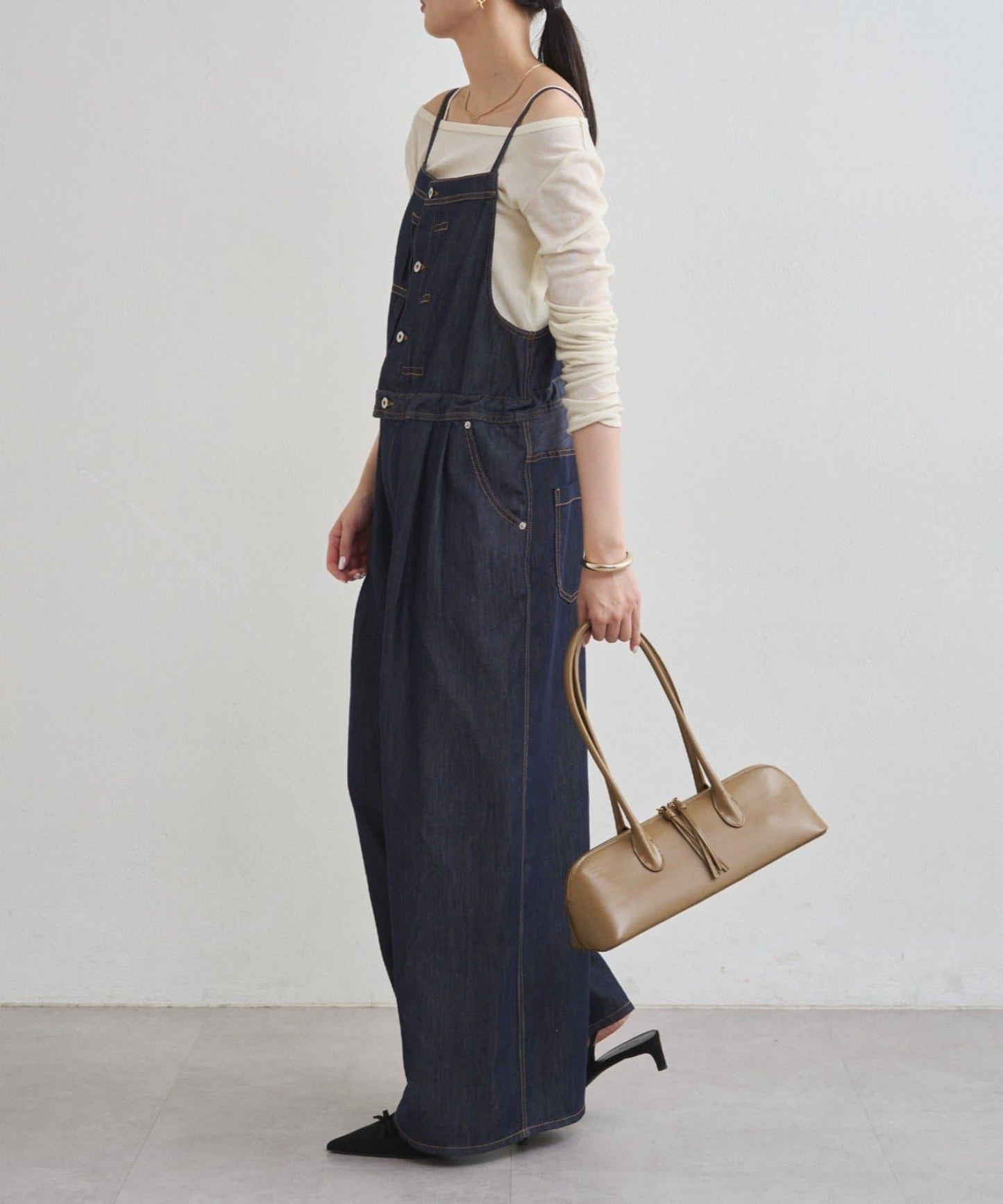 牛仔吊帶連體褲