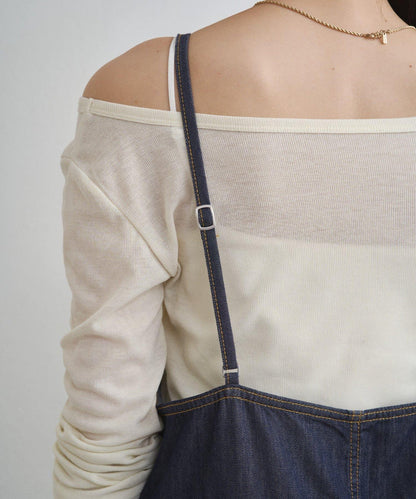 牛仔吊帶連體褲