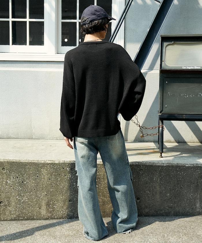 花呢花朵套頭針織衫