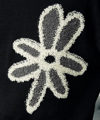 花呢花朵套頭針織衫