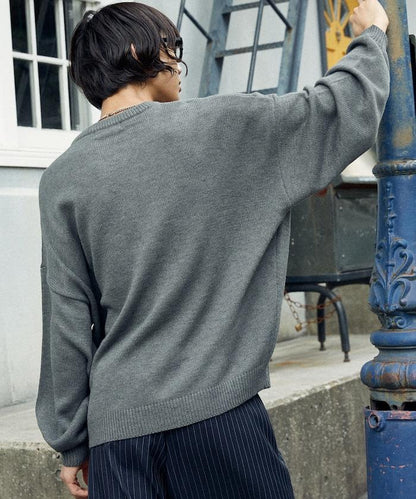 花呢花朵套頭針織衫