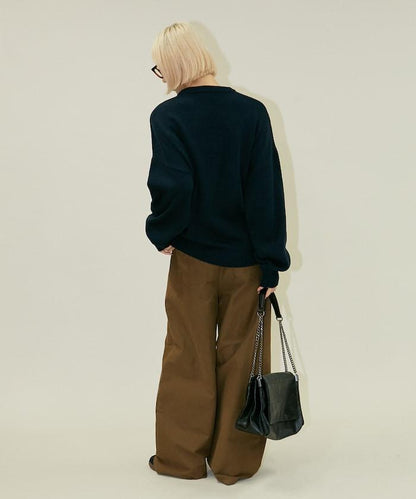 花呢花朵套頭針織衫