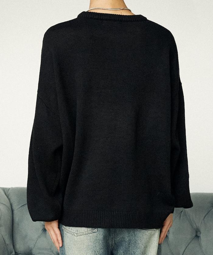 花呢花朵套頭針織衫