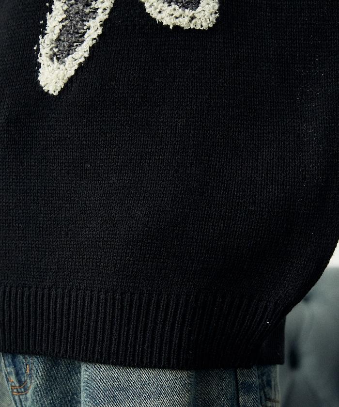 花呢花朵套頭針織衫