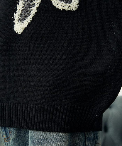 花呢花朵套頭針織衫