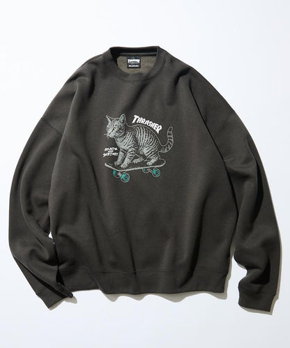 THRASHER×FREAK'S STORE / THRASHER 聯名特別款寬鬆版型印花圓領衛衣 / CAT