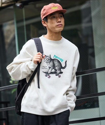 THRASHER×FREAK'S STORE / THRASHER 聯名特別款寬鬆版型印花圓領衛衣 / CAT
