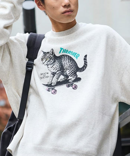 THRASHER×FREAK'S STORE / THRASHER 聯名特別款寬鬆版型印花圓領衛衣 / CAT