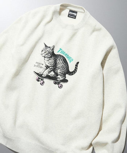 THRASHER×FREAK'S STORE / THRASHER 聯名特別款寬鬆版型印花圓領衛衣 / CAT