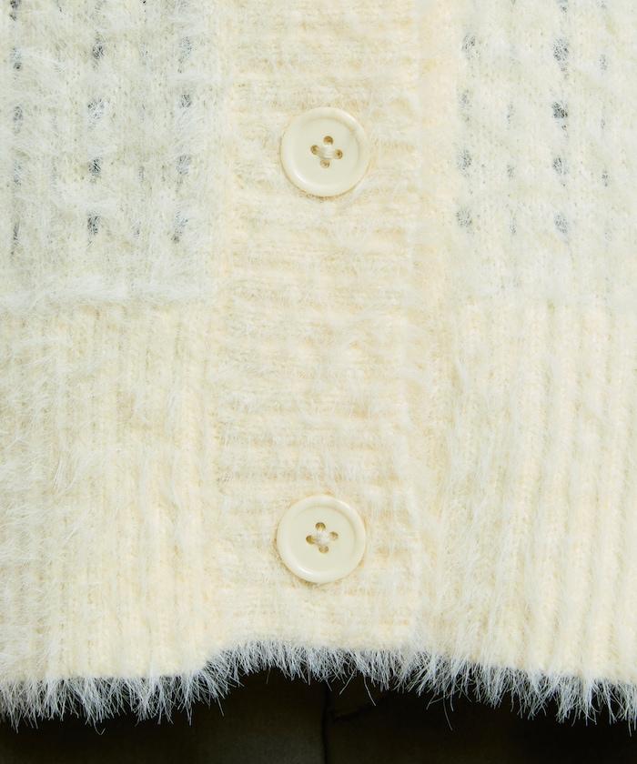 天鵝絨蝴蝶結編織羽毛針織開衫