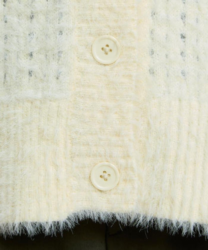 天鵝絨蝴蝶結編織羽毛針織開衫