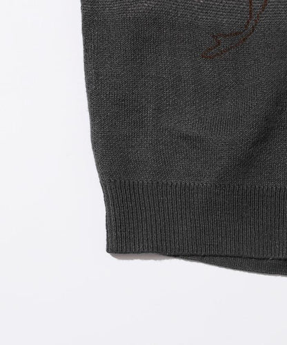 仿衛衣風動物提花針織衫