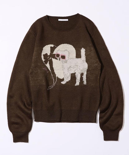 仿衛衣風動物提花針織衫