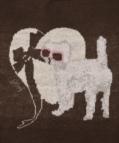 仿衛衣風動物提花針織衫