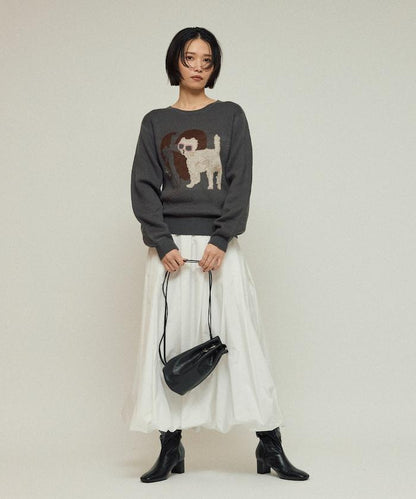 仿衛衣風動物提花針織衫